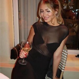 NWOT Zara Mixed Tulle Midi Dress LARGE